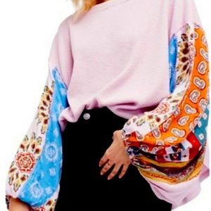 Free People Lavender Blossom Thermal Top Size Small